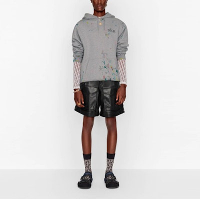 DIOR SS21 灰色印花純棉寬鬆連帽上衣 男款 183J688A0531-C889 Shop DIOR SS21 灰色印花純棉寬鬆連帽上衣 男款 183J688A0531-C889