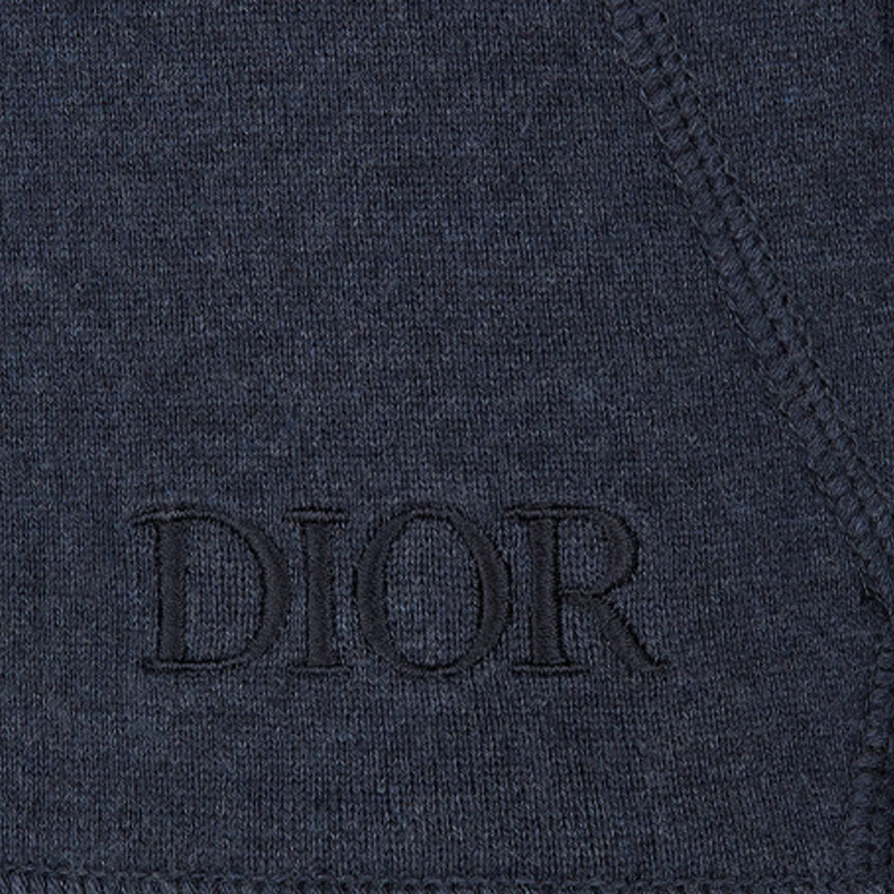Details for DIOR SS21 Navy Blue Cotton Blend Loose Fit Knit Zip-Up Hoodie 113M221AT225-C585