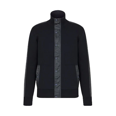 DIOR SS21 Navy Blue Printed Wool Tech Jacket 113M222AT192-C585