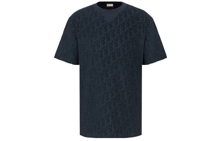 Order ディオール SS21 オブリークプリント コットン Tシャツ ネイビーブルー 113J692A0614-C540