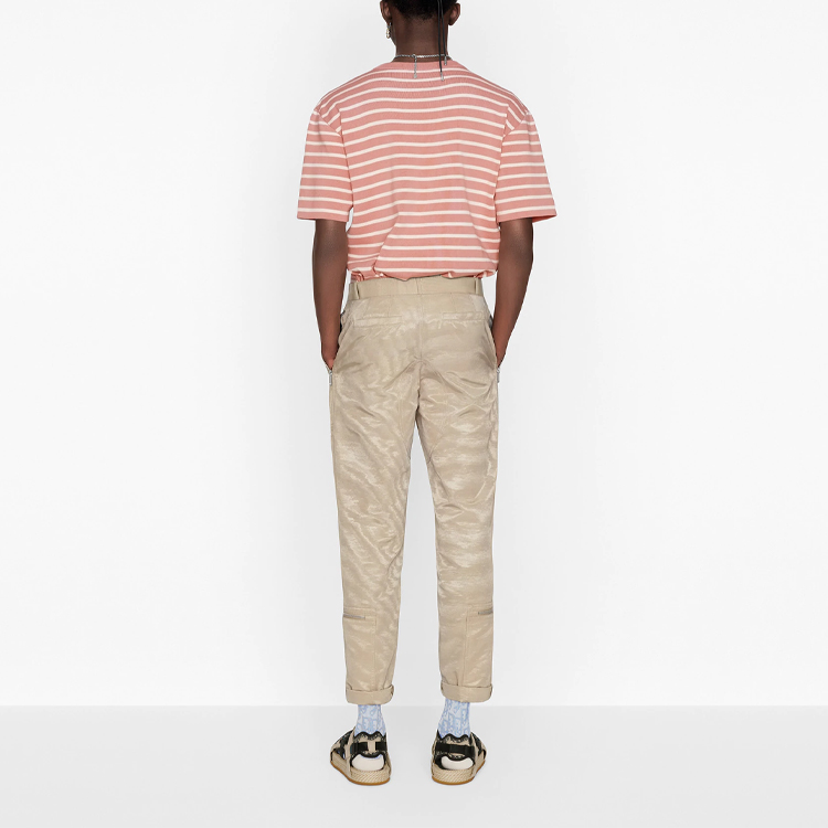 DIOR SS21 Pink Striped Letter Pattern Loose Fit Crew Neck T-Shirt Men 183M647AT234-C480 圖 5