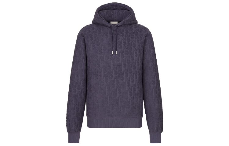 DIOR SS21 Purple Oblique Pattern Cotton Terry Hoodie 113J631A0684-C484