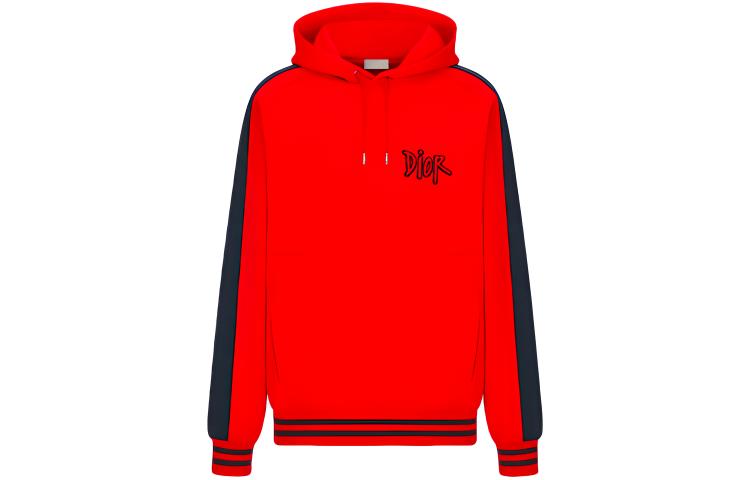 DIOR SS21 Red Color-Block Bull Graphic Pullover Hoodie 183J653A0531-C385