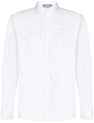 DIOR SS21 ホワイトコットンシャツ フロント刺繍ロゴ付き. 183C532A1581-080 Order DIOR SS21 ホワイトコットンシャツ フロント刺繍ロゴ付き. 183C532A1581-080