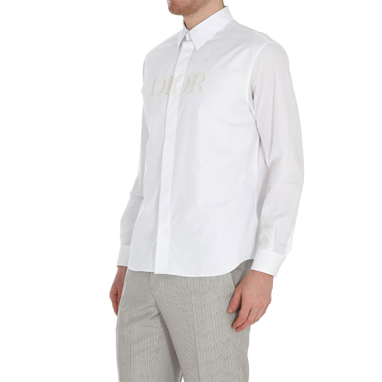DIOR SS21 White Cotton Shirt with Front Embroidered Logo. 183C532A1581-080 圖 6
