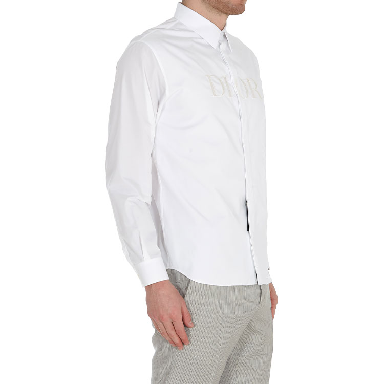 DIOR SS21 White Cotton Shirt with Front Embroidered Logo. 183C532A1581-080 圖 7