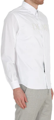 DIOR SS21 ホワイトコットンシャツ フロント刺繍ロゴ付き. 183C532A1581-080 Sizing DIOR SS21 ホワイトコットンシャツ フロント刺繍ロゴ付き. 183C532A1581-080