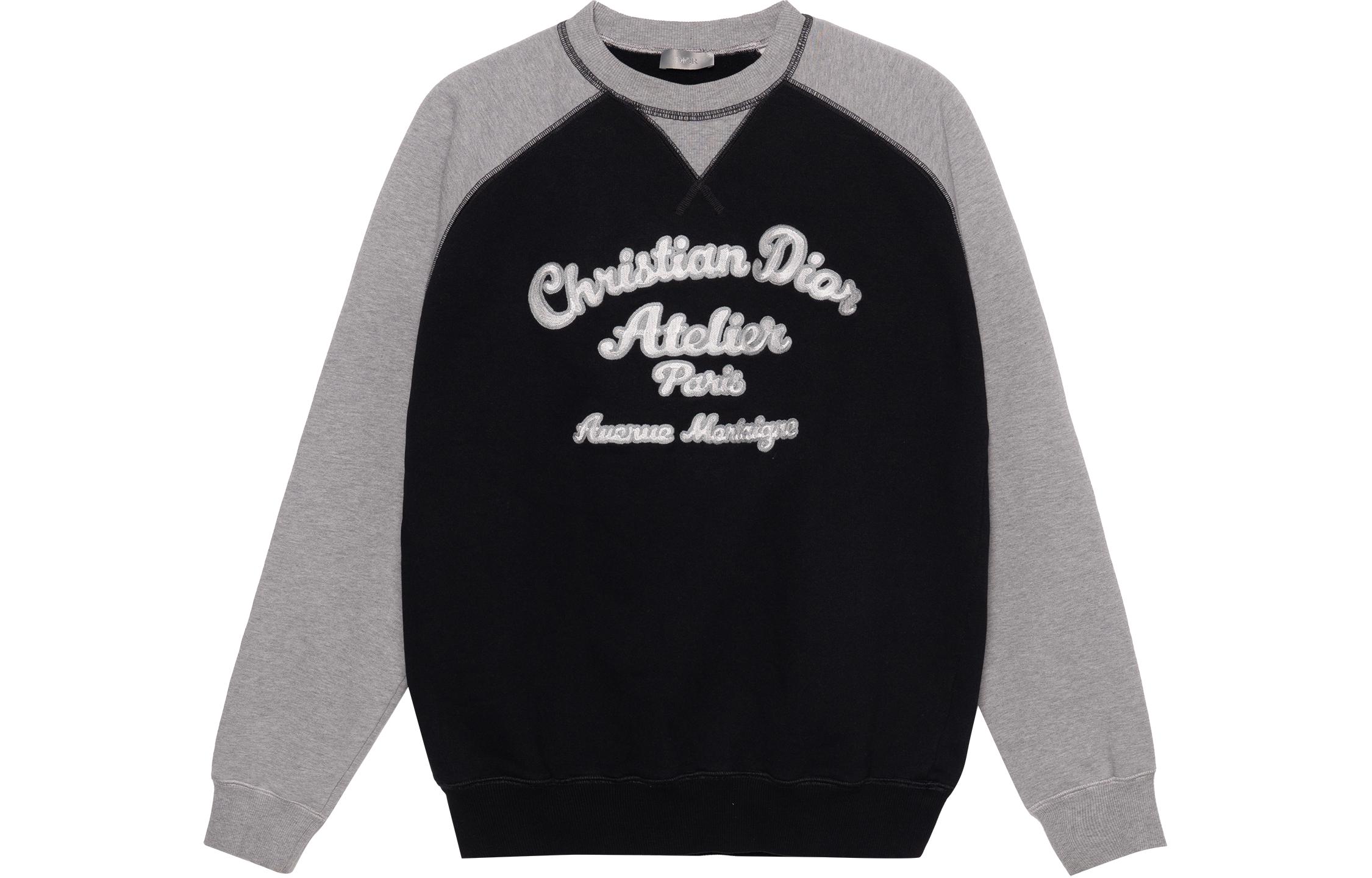 DIOR SS22  Black Color-Block Logo Print Long Sleeve Sweatshirt 213J681A0531-C988