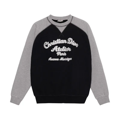 DIOR SS22 Black Color-Block Logo Print Long Sleeve Sweatshirt 213J681A0531-C988