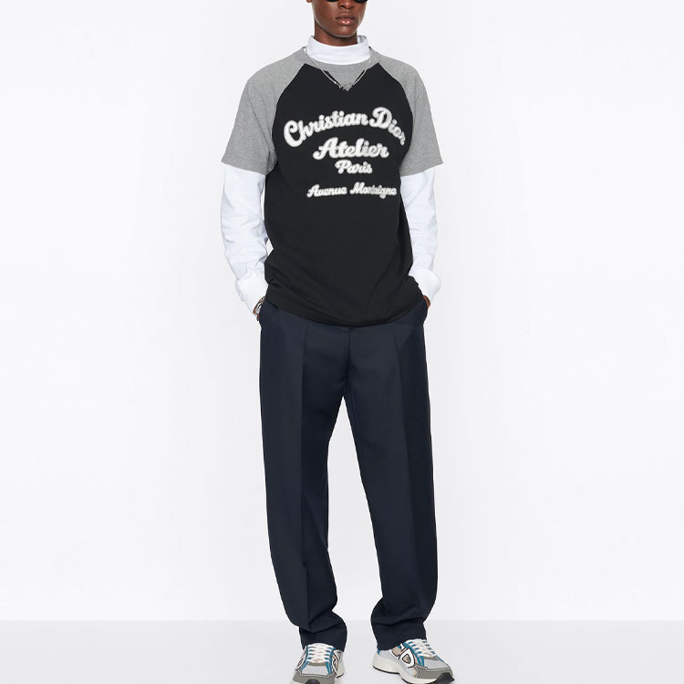 Shop DIOR SS22  Black Loose Fit T-Shirt with Letter Print Design 213J635A0677-C988