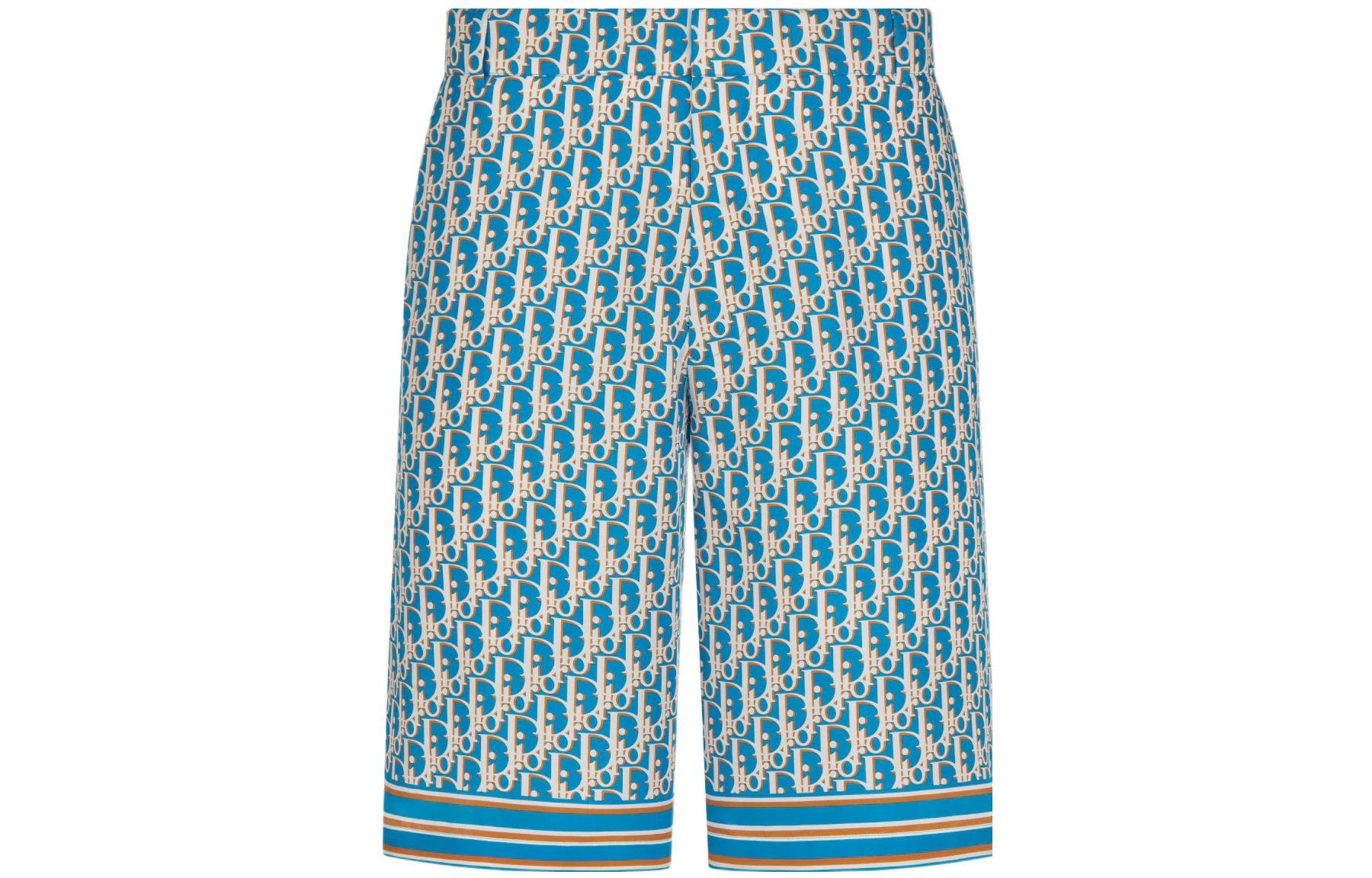 Dior SS22  Blue Logo Printed Straight-Leg Casual Pants. 013C121A4751-C582