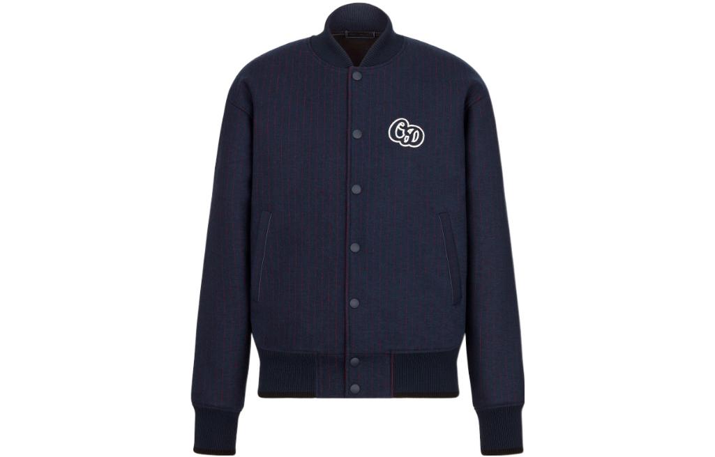 DIOR SS22  Blue Striped Jacket with Logo Print. 213J431A0738-C583