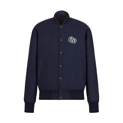 DIOR SS22 Blue Striped Jacket with Logo Print. 213J431A0738-C583