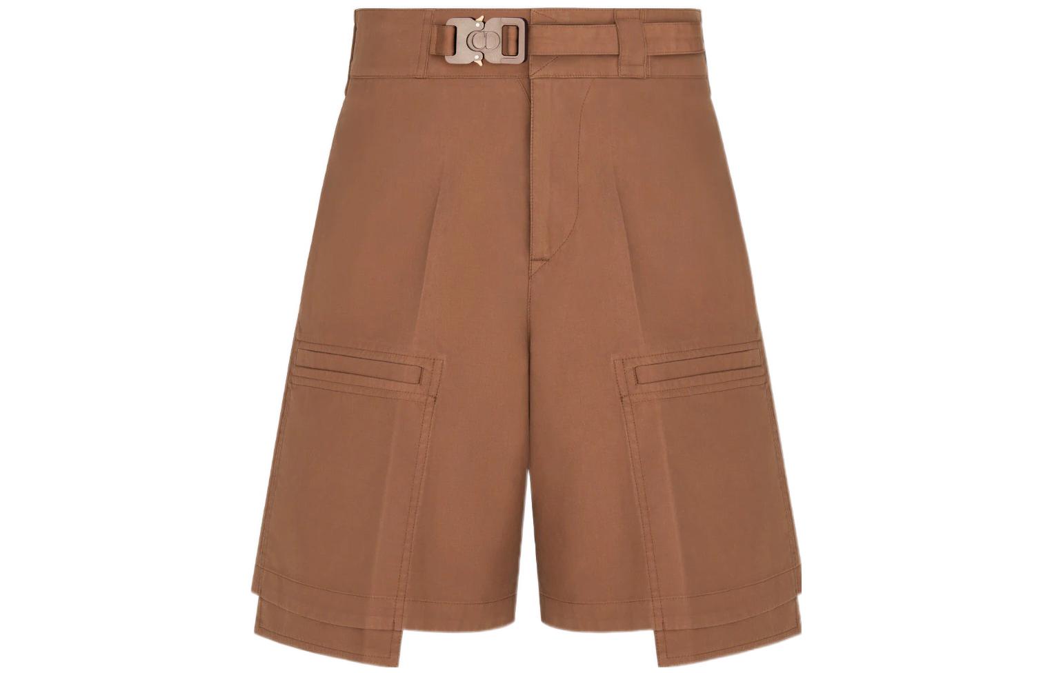 DIOR SS22  Cotton Satin Workwear Shorts Brown. 283C150A4451-C130