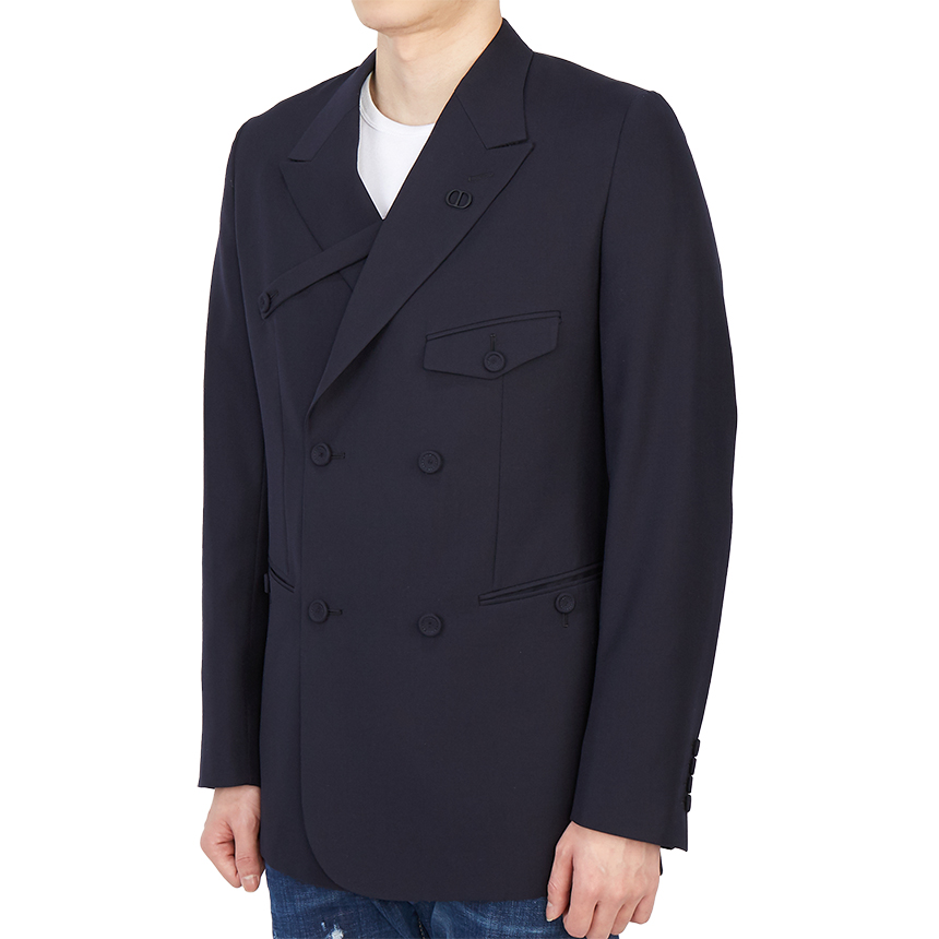 Details for DIOR SS22 雙排扣西裝外套 海軍藍 113C282A5464-C540