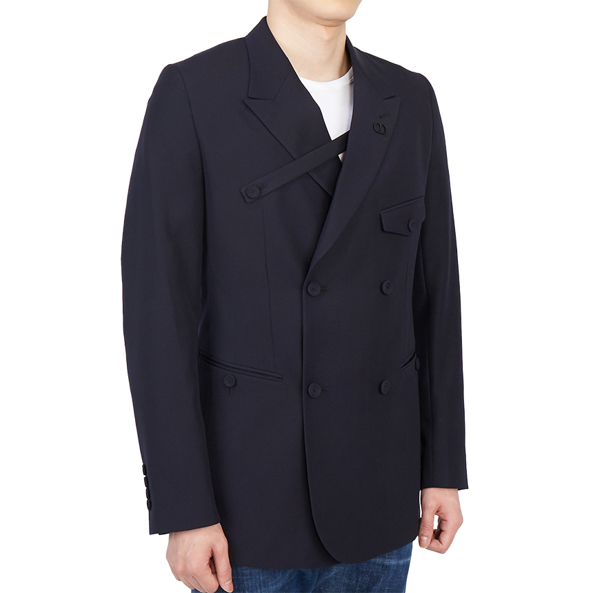 Sizing DIOR SS22 雙排扣西裝外套 海軍藍 113C282A5464-C540
