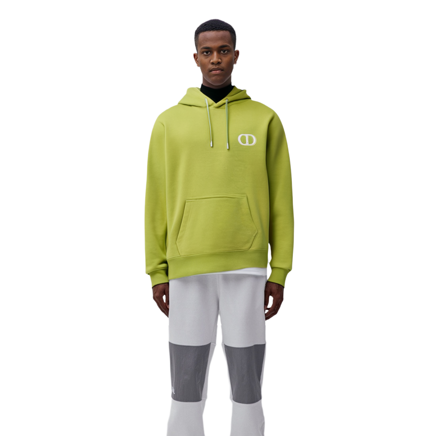 Shop DIOR SS22 Sweater Hijau dengan Bordir Logo. 113J698A0531-C681