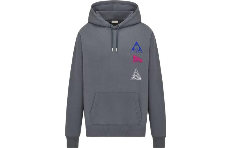 Order DIOR SS22 灰色連帽衫搭配品牌標誌印花 393J691A0531-C889