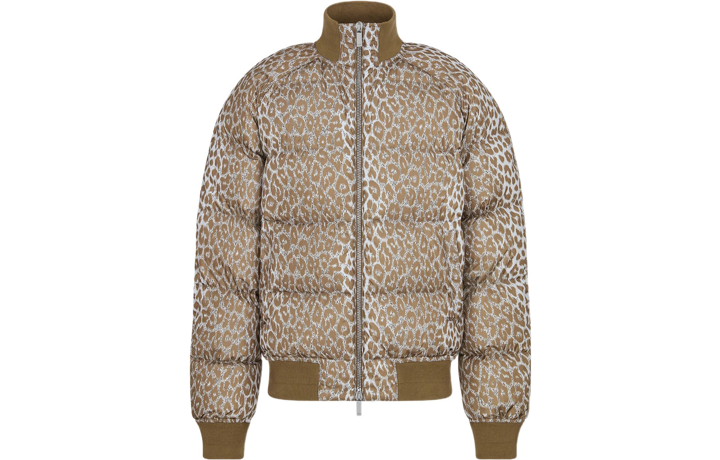 Order DIOR SS22 레오파드 프린트 지퍼 퍼퍼 자켓 베이지 긴팔. 213C411A5492-C188