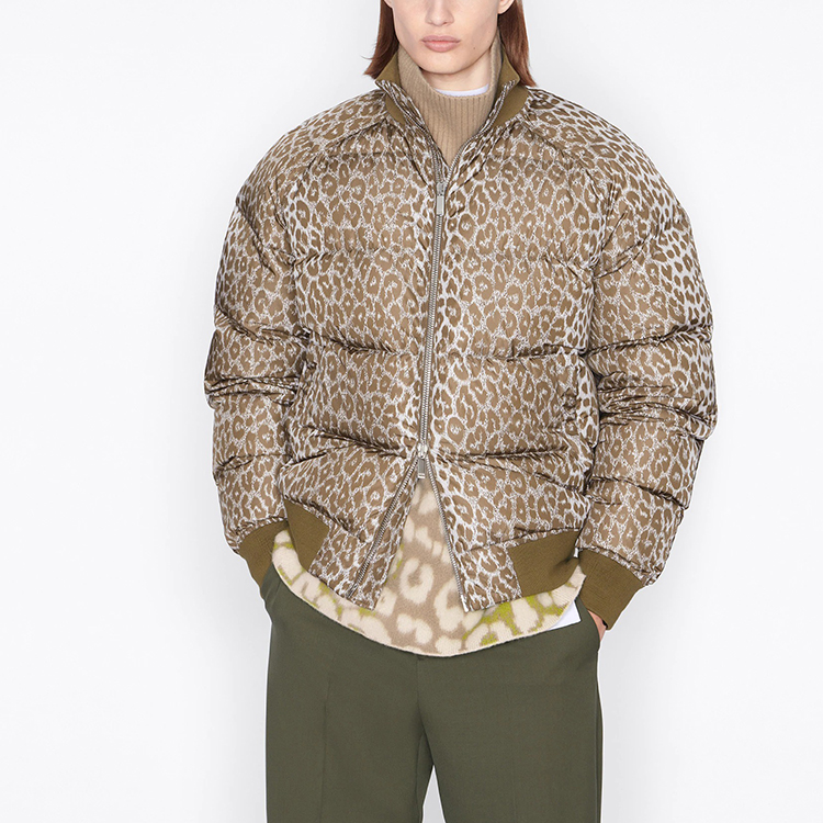 Purchase DIOR SS22 레오파드 프린트 지퍼 퍼퍼 자켓 베이지 긴팔. 213C411A5492-C188