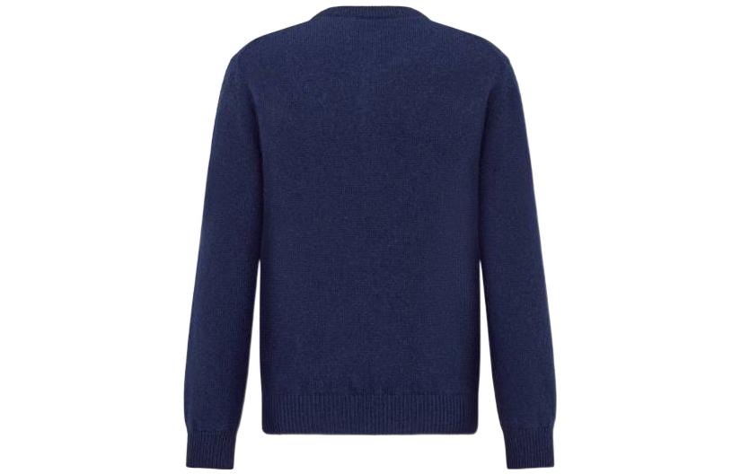 DIOR SS22  Navy Blue Solid Logo Jacquard Single-Breasted Sweater 313M235AT521-C584 圖 3