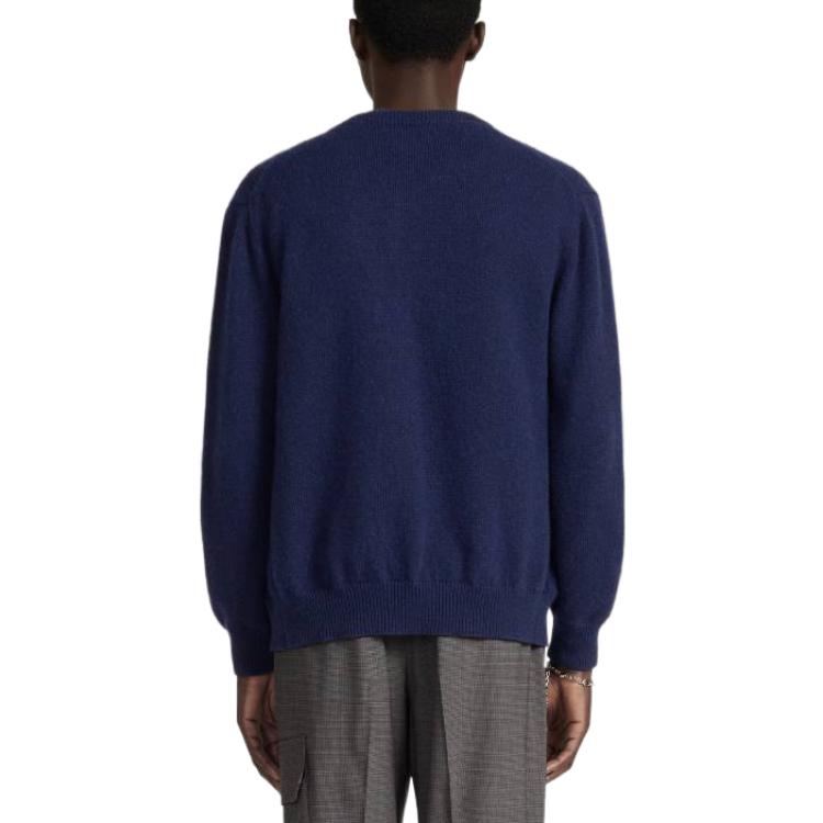 DIOR SS22  Navy Blue Solid Logo Jacquard Single-Breasted Sweater 313M235AT521-C584 圖 5