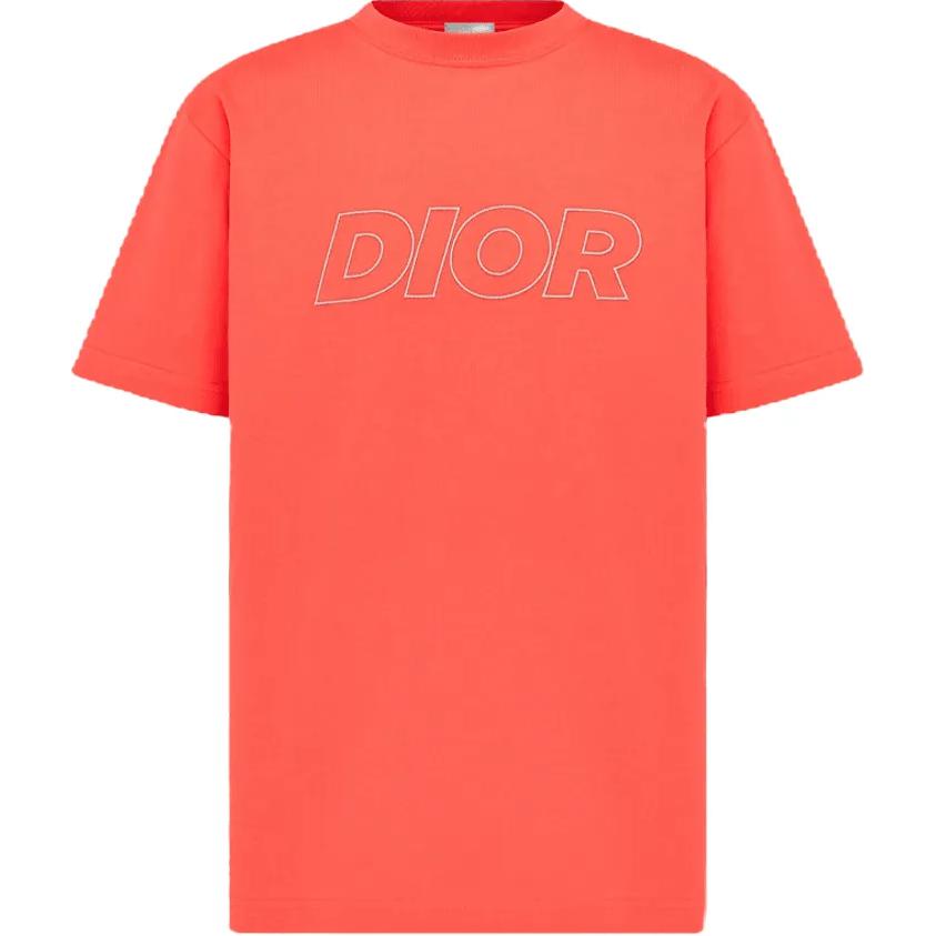 DIOR SS22  Orange Logo Crewneck Loose Fit T-Shirt. 393J696E0847C286