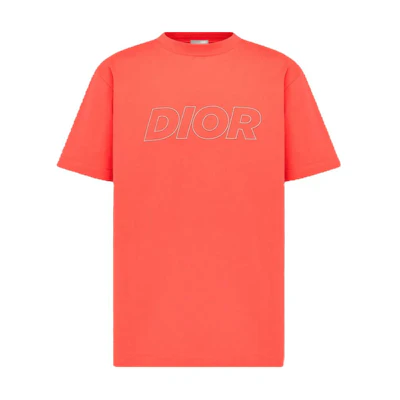 DIOR SS22 Orange Logo Crewneck Loose Fit T-Shirt. 393J696E0847C286