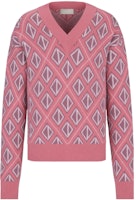 DIOR SS22 Sweater Rajut Wol Pink Motif Diamond. 283M641AT067-C484 Order DIOR SS22 Sweater Rajut Wol Pink Motif Diamond. 283M641AT067-C484