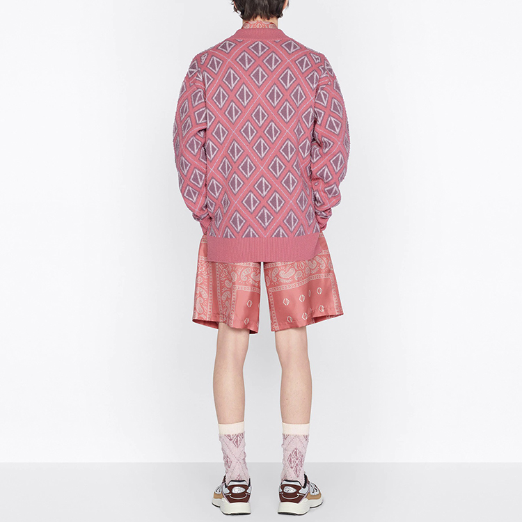 Purchase DIOR SS22 Sweater Rajut Wol Pink Motif Diamond. 283M641AT067-C484