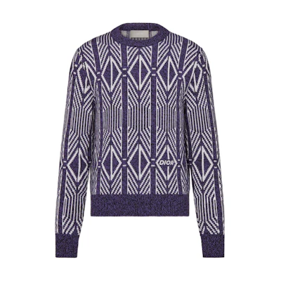 DIOR SS22 Purple Diamond Striped Crewneck Sweater Long Sleeve. 313M650AT477-C480