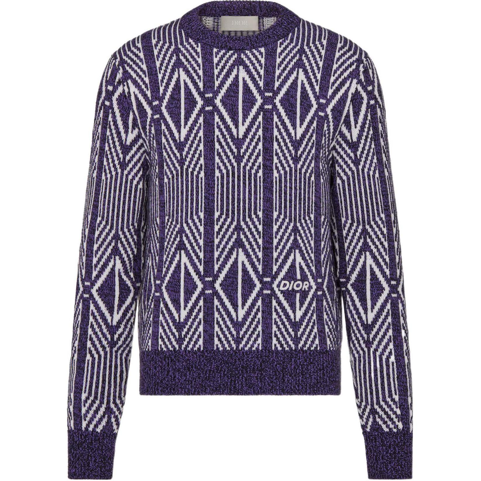 Order DIOR SS22  Purple Diamond Striped Crewneck Sweater Long Sleeve. 313M650AT477-C480