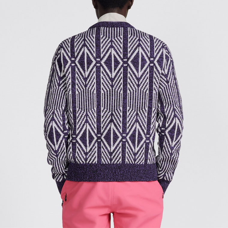 Purchase DIOR SS22  Purple Diamond Striped Crewneck Sweater Long Sleeve. 313M650AT477-C480