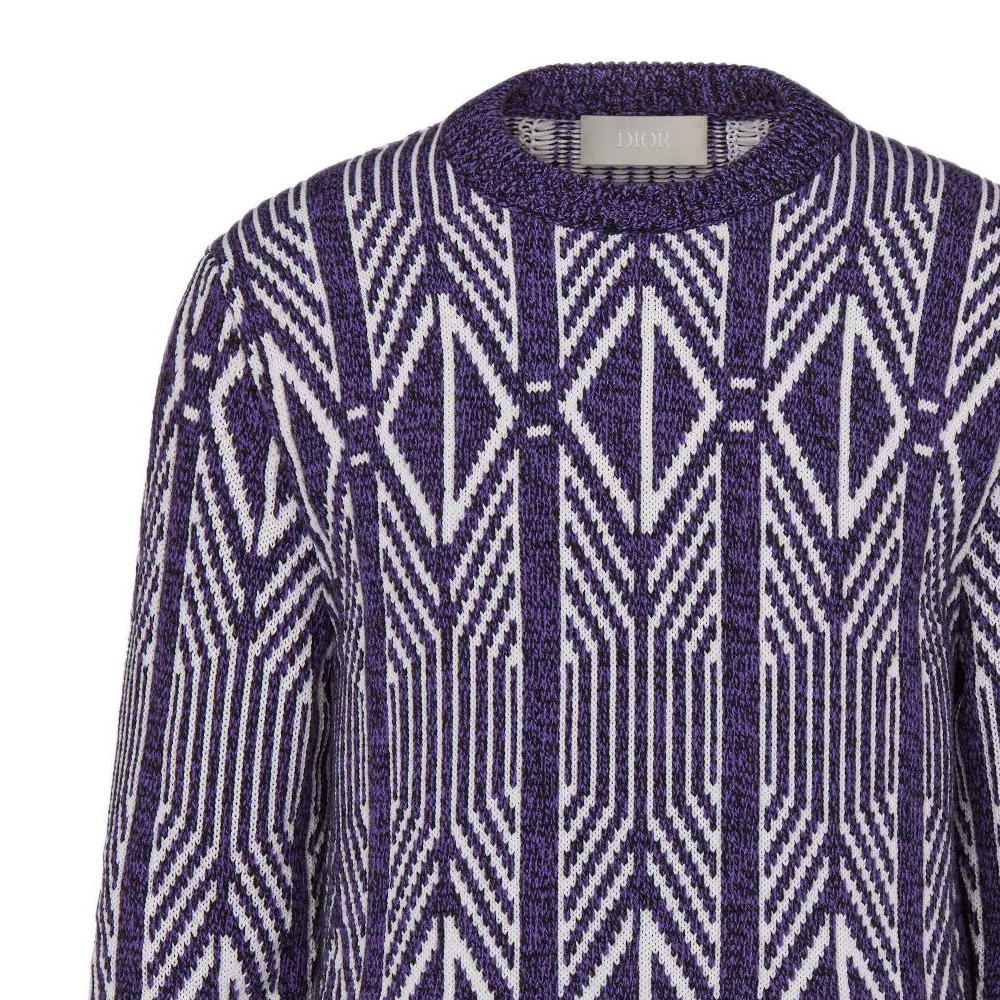 Details for DIOR SS22  Purple Diamond Striped Crewneck Sweater Long Sleeve. 313M650AT477-C480