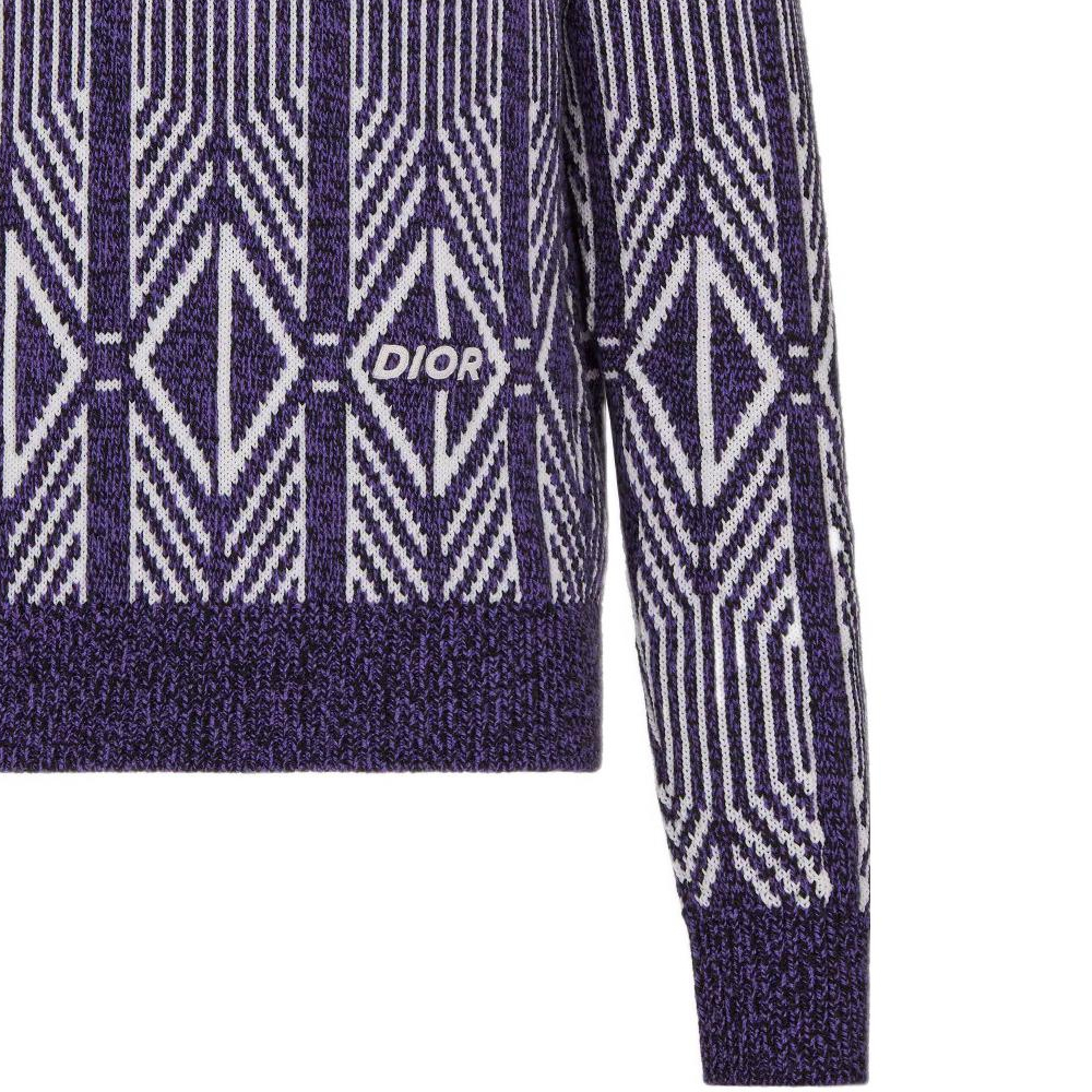 Sizing DIOR SS22  Purple Diamond Striped Crewneck Sweater Long Sleeve. 313M650AT477-C480