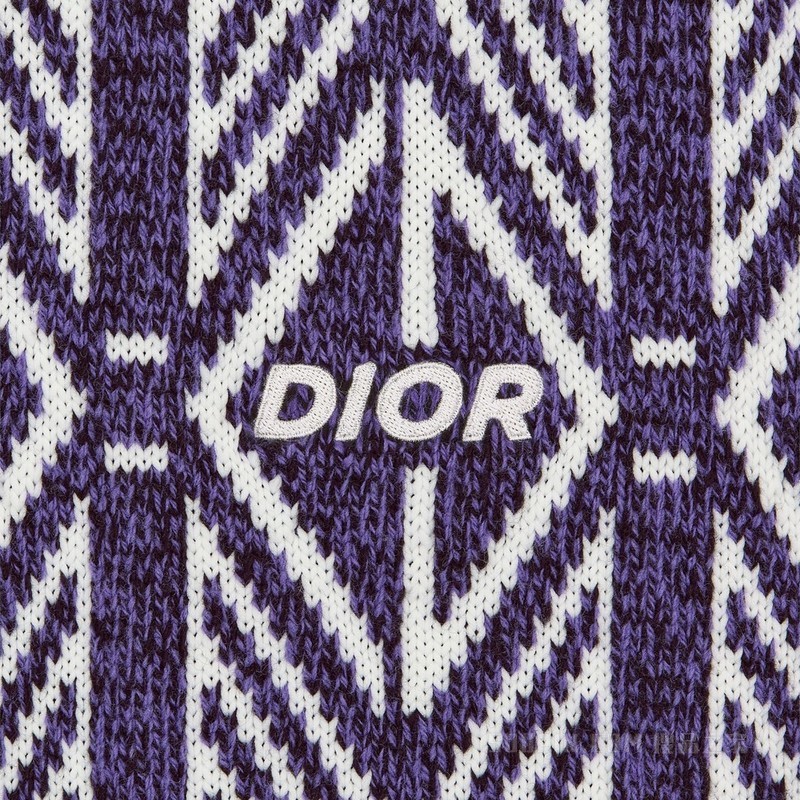 Cheap DIOR SS22  Purple Diamond Striped Crewneck Sweater Long Sleeve. 313M650AT477-C480