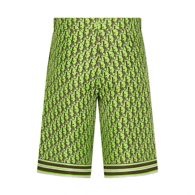 Dior SS22 Silk Twill Print Shorts Green 013C121A4751-C686