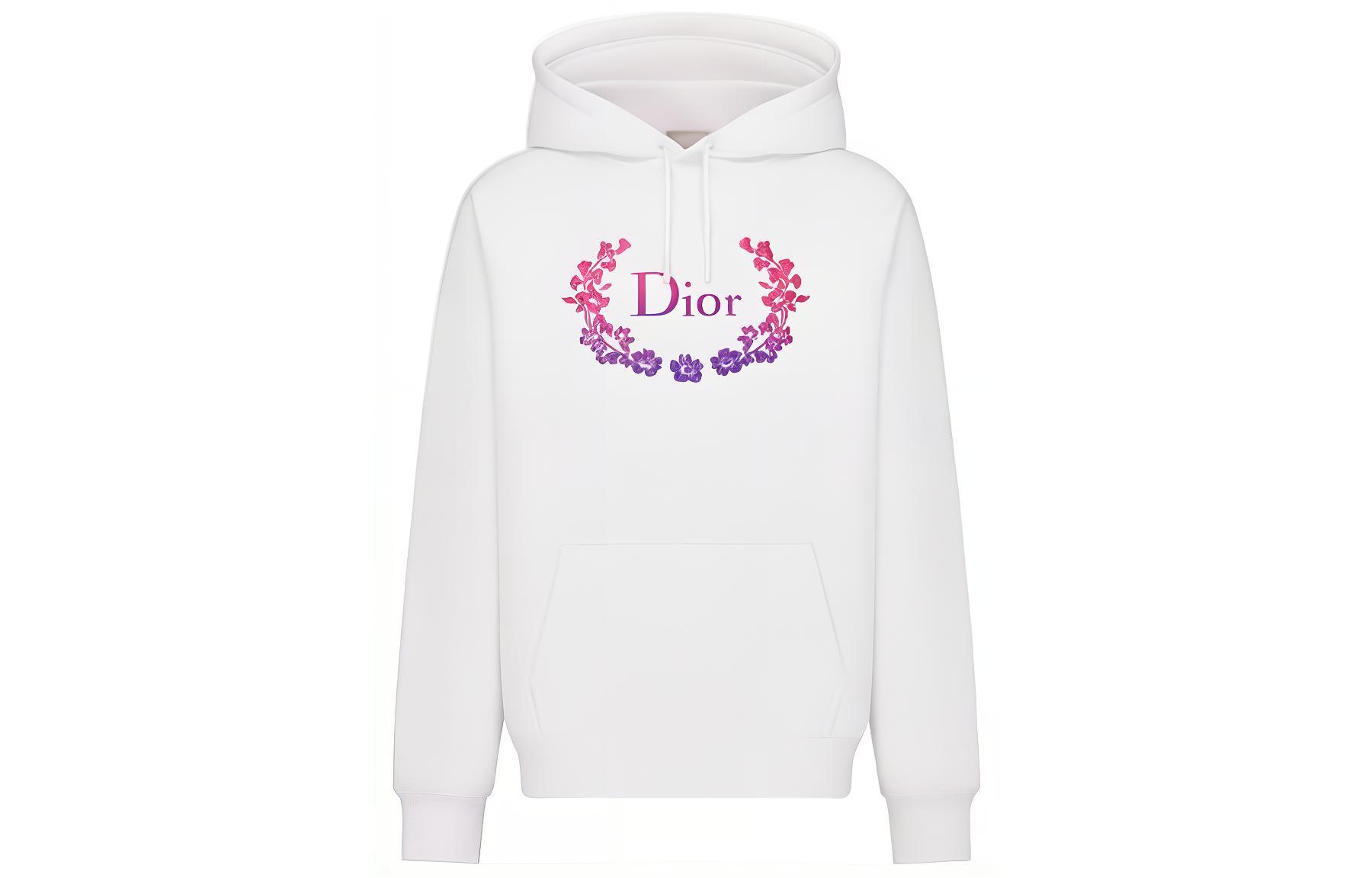 Buy DIOR SS22  White Hoodie with Crown Logo Embroidery. 313J691A0531-C089
