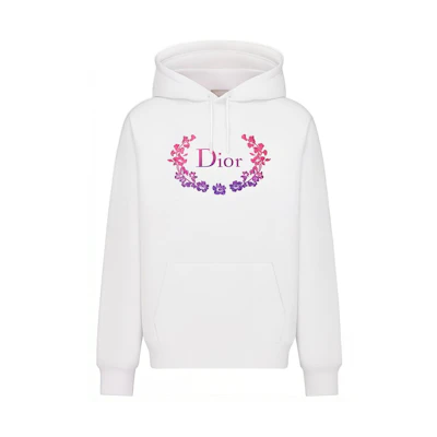 DIOR SS22 White Hoodie with Crown Logo Embroidery. 313J691A0531-C089