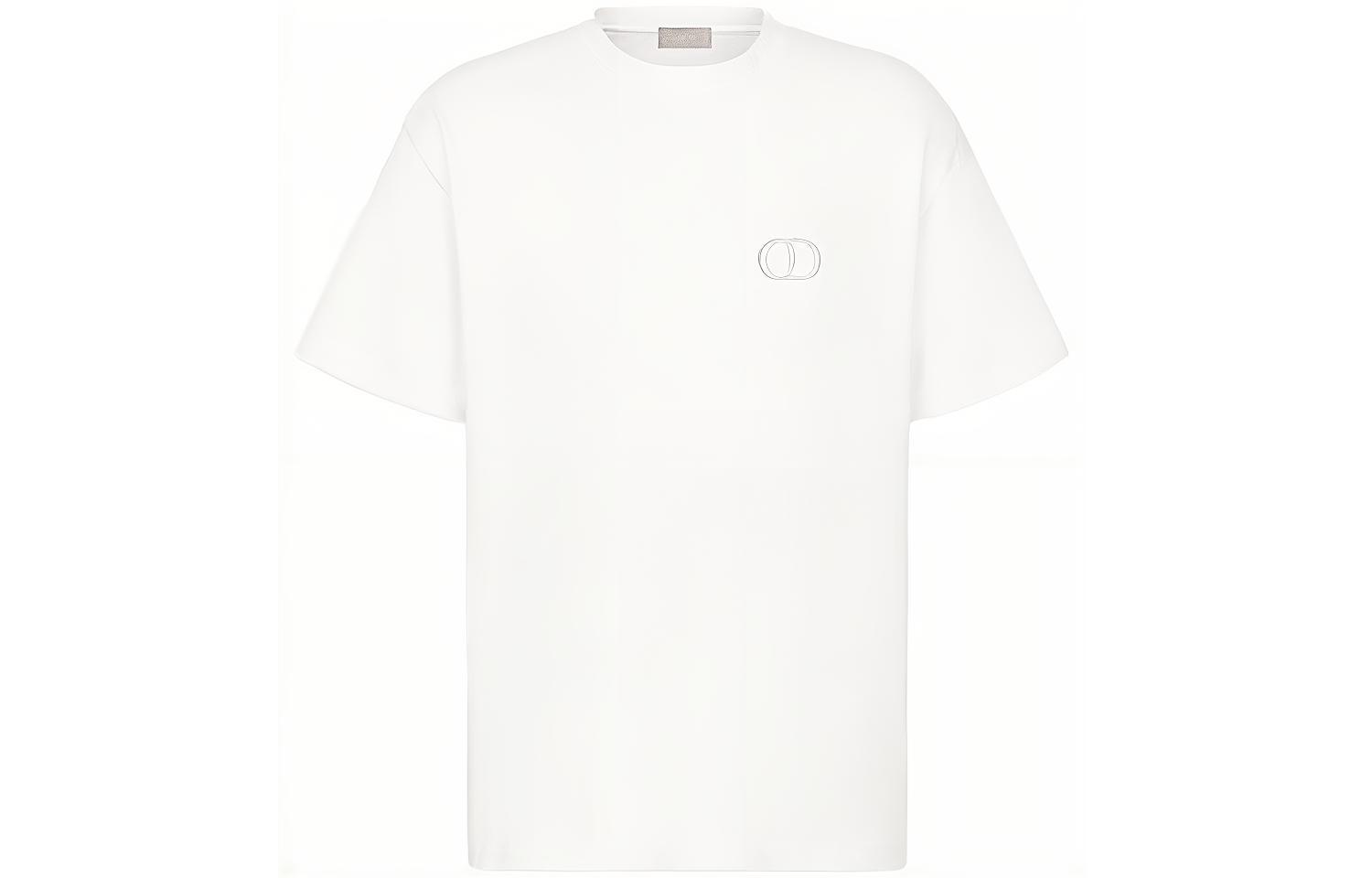 DIOR SS22  White Logo Embroidered Casual Crewneck T-Shirt 943J605A0554-C080 圖 2