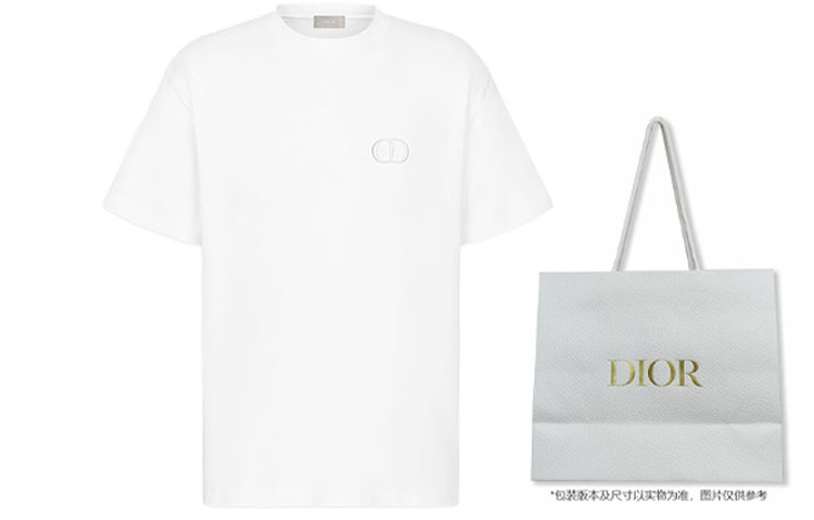 DIOR SS22  White Logo Embroidered Casual Crewneck T-Shirt 943J605A0554-C080 圖 3