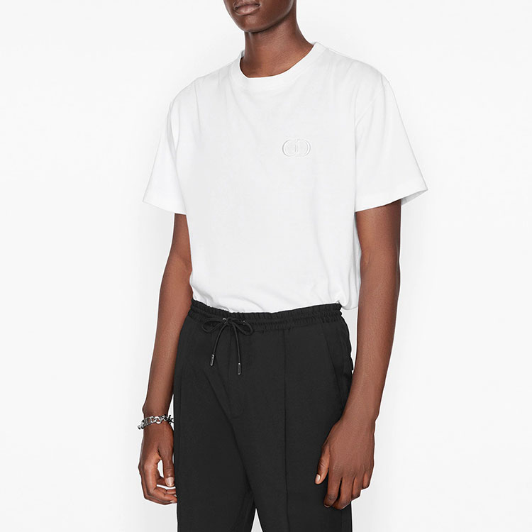DIOR SS22  White Logo Embroidered Casual Crewneck T-Shirt 943J605A0554-C080 圖 5