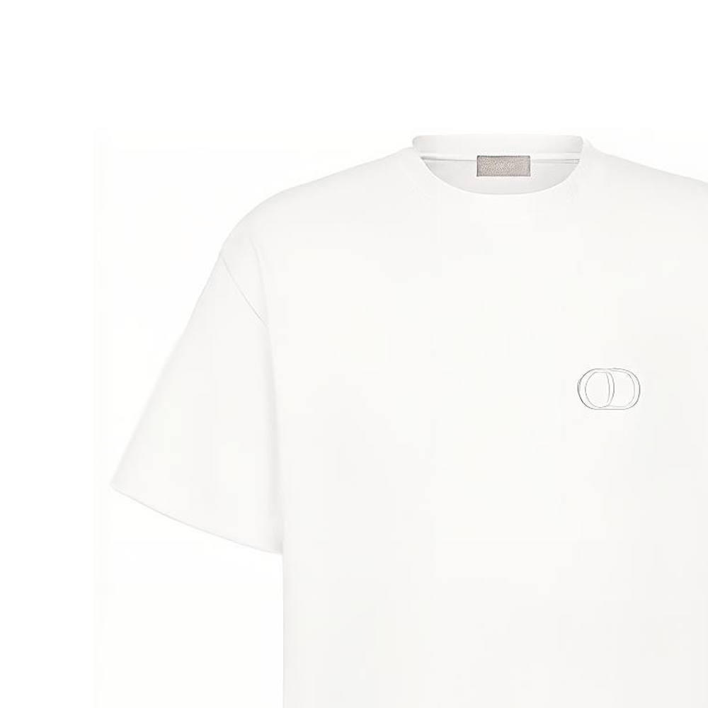 DIOR SS22  White Logo Embroidered Casual Crewneck T-Shirt 943J605A0554-C080 圖 6