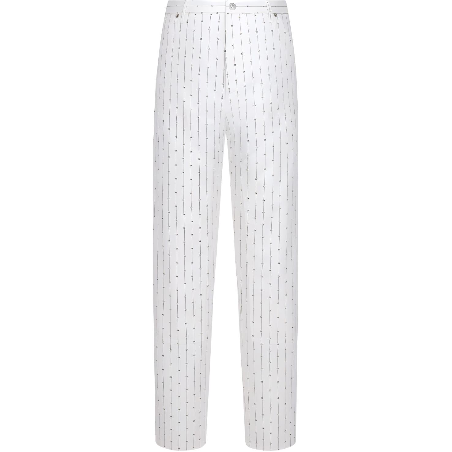 DIOR SS22  White Straight-Cut Jeans with Striped Logo Embroidery. 183D022B5448-C085
