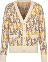 DIOR SS22 Yellow Wool Cardigan Sweater with Logo Jacquard Design. 213M233AT344-C082 DIOR SS22 Yellow Wool Cardigan Sweater with Logo Jacquard Design. 213M233AT344-C082