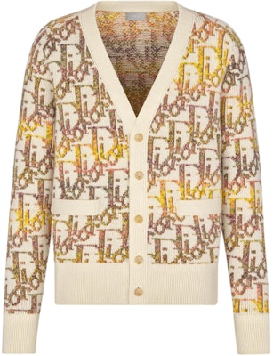 DIOR SS22 Cárdigan de Lana Amarillo con Diseño Jacquard y Logo. 213M233AT344-C082 Buy DIOR SS22 Cárdigan de Lana Amarillo con Diseño Jacquard y Logo. 213M233AT344-C082