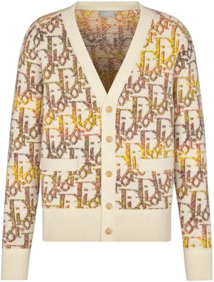 DIOR SS22 Cárdigan de Lana Amarillo con Diseño Jacquard y Logo. 213M233AT344-C082 Order DIOR SS22 Cárdigan de Lana Amarillo con Diseño Jacquard y Logo. 213M233AT344-C082