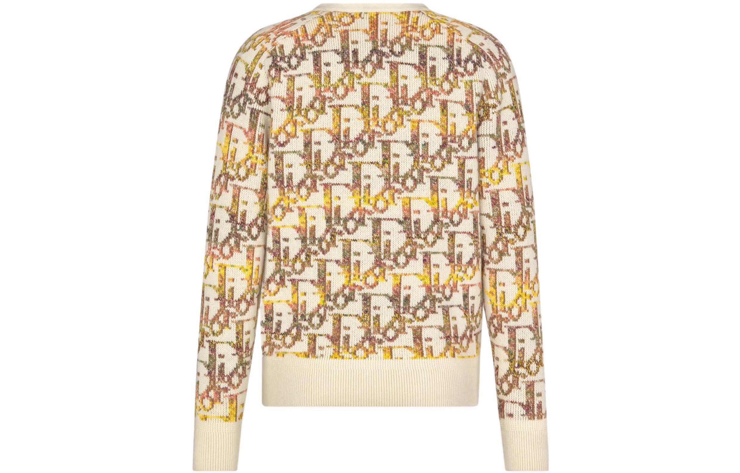 Lookbook DIOR SS22 Cárdigan de Lana Amarillo con Diseño Jacquard y Logo. 213M233AT344-C082