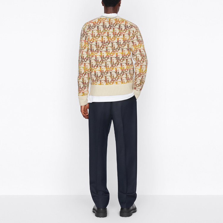 Purchase DIOR SS22 Cárdigan de Lana Amarillo con Diseño Jacquard y Logo. 213M233AT344-C082