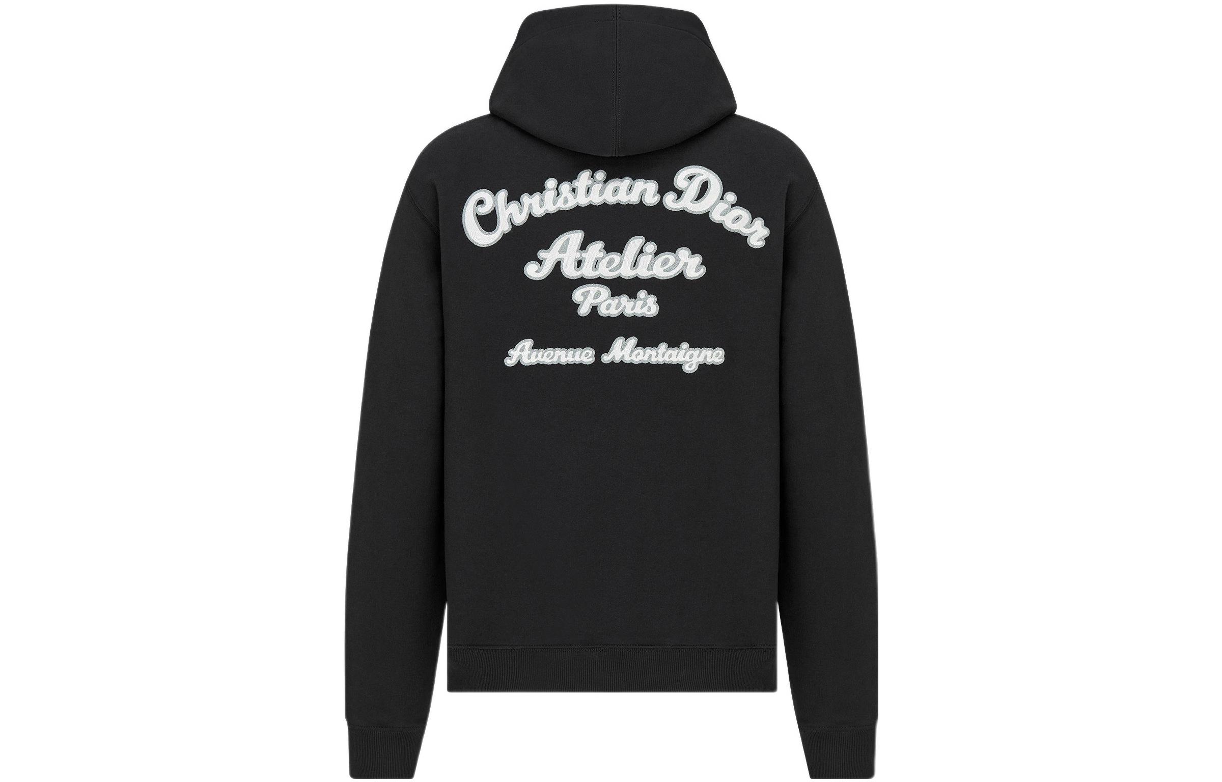 DIOR SS22 Black Logo Embroidered Hoodie Pullover 293J698A0531-C988
